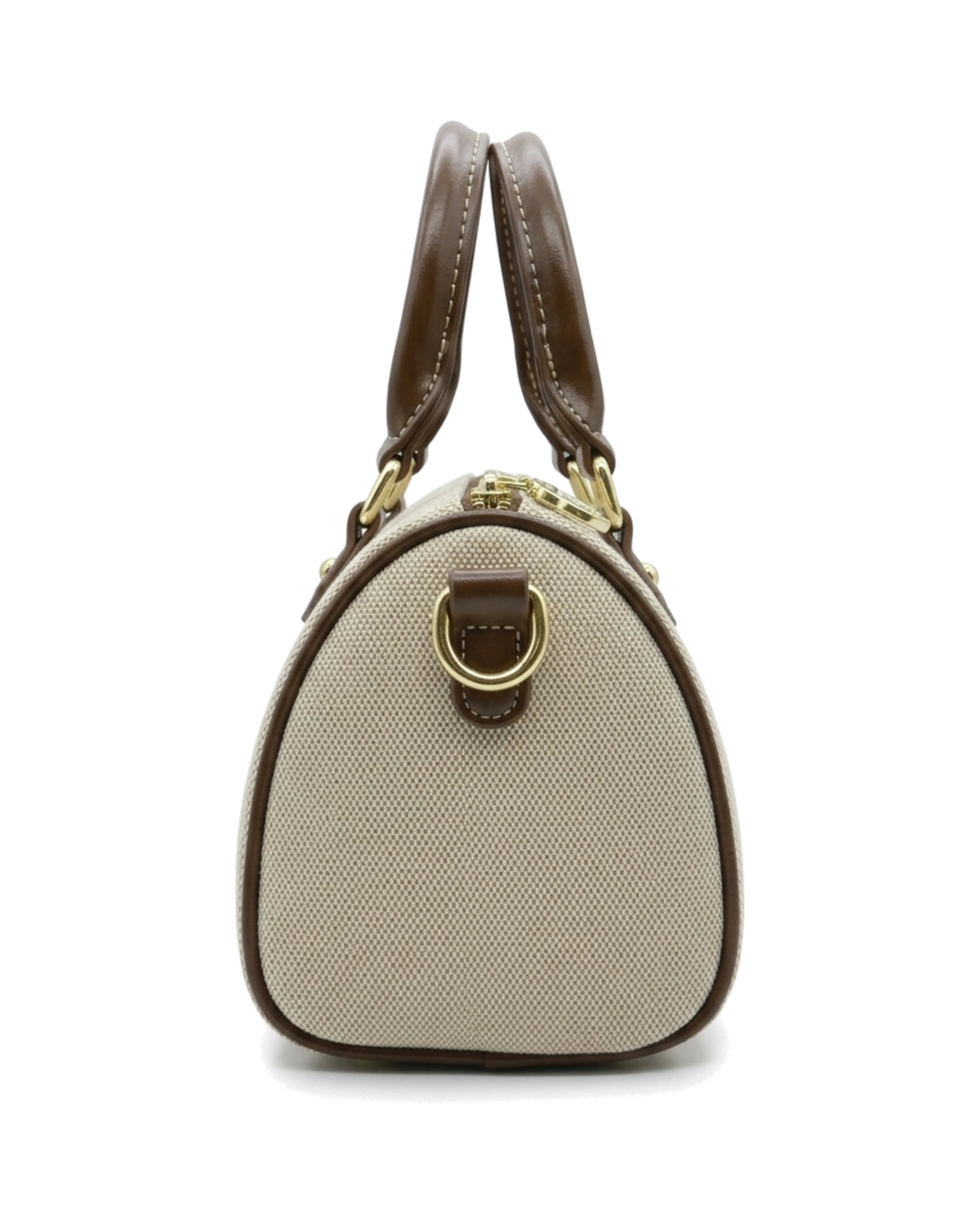 TKN Keepsake — Cream / Brown — rounded boston-style body — side profile.