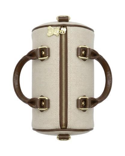 TKN Keepsake — Cream / Brown — rounded boston-style body — overhead view.