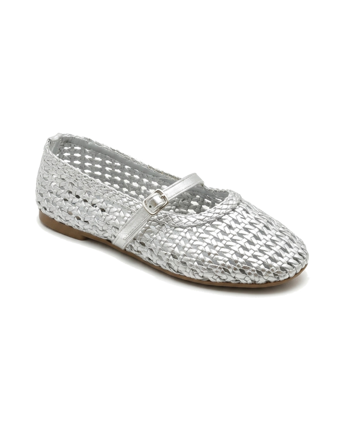 TKN Lattice — Silver — rounded closed toe — front three-quarter view.