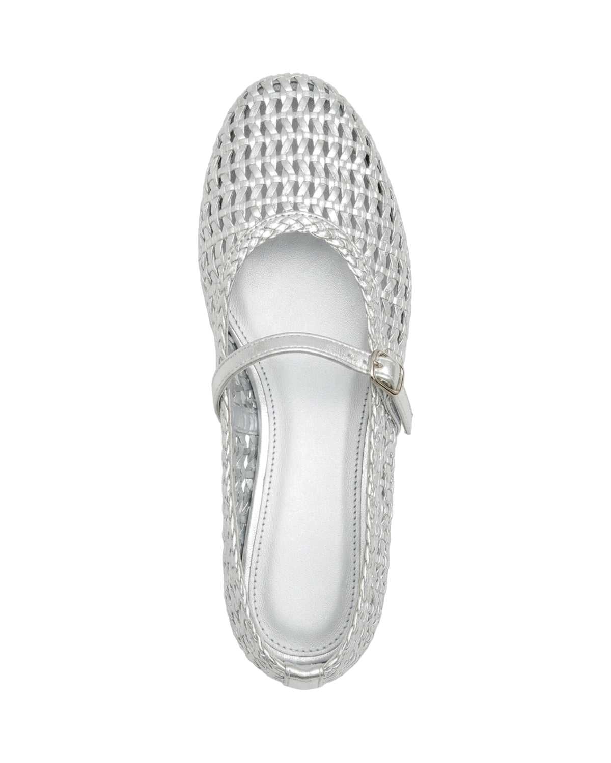 TKN Lattice — Silver — rounded closed toe — overhead view.