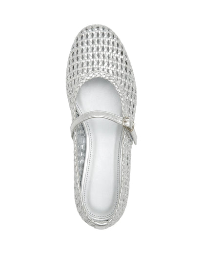 TKN Lattice — Silver — rounded closed toe — overhead view.