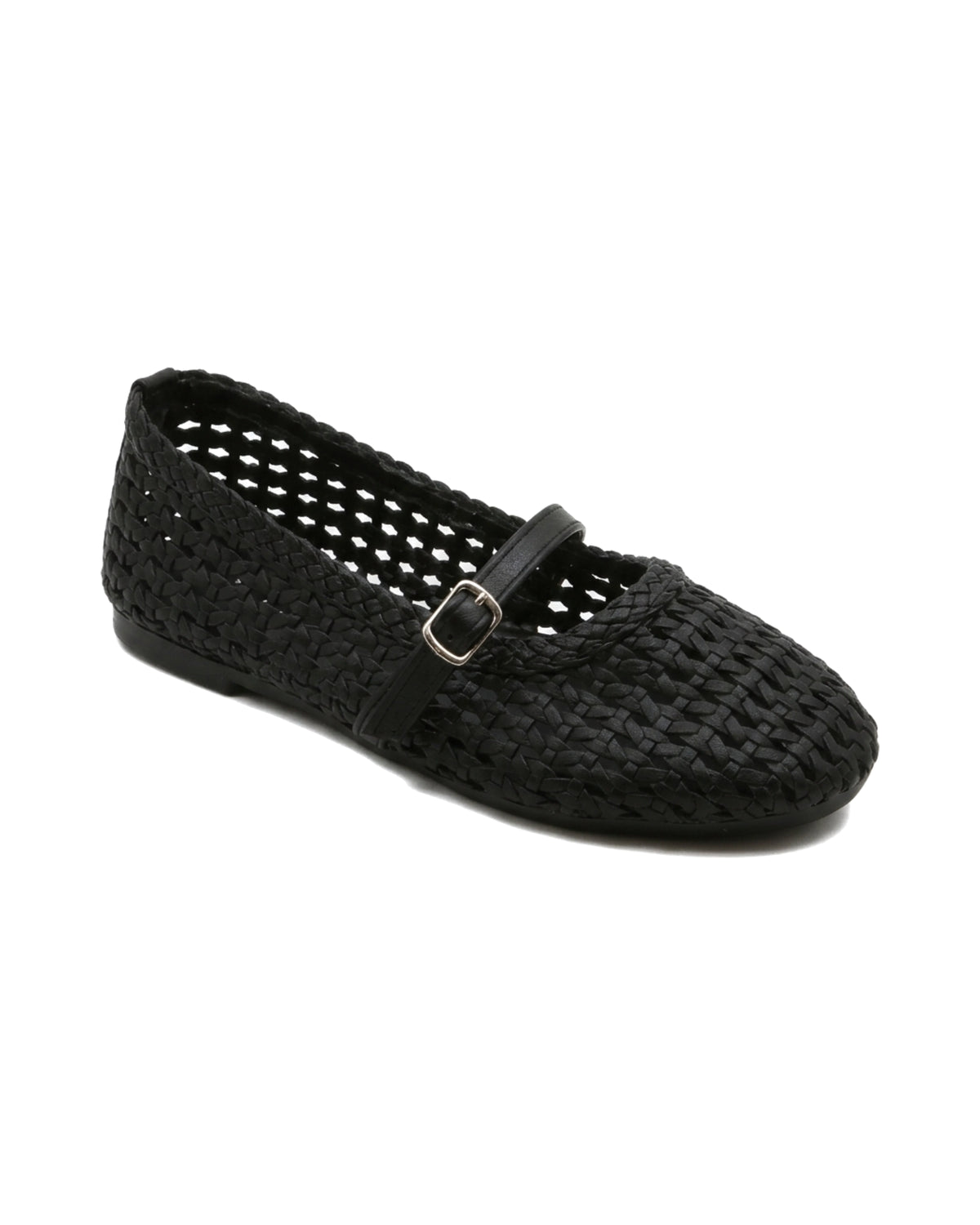 TKN Lattice — Black — rounded closed toe — front three-quarter view.