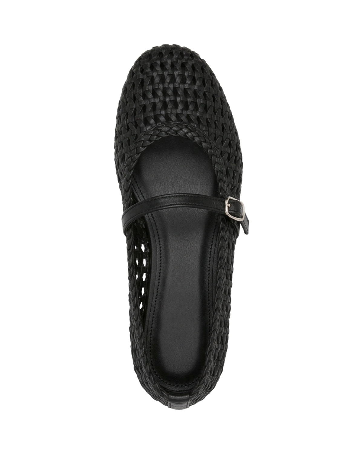 TKN Lattice — Black — rounded closed toe — overhead view.