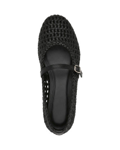 TKN Lattice — Black — rounded closed toe — overhead view.