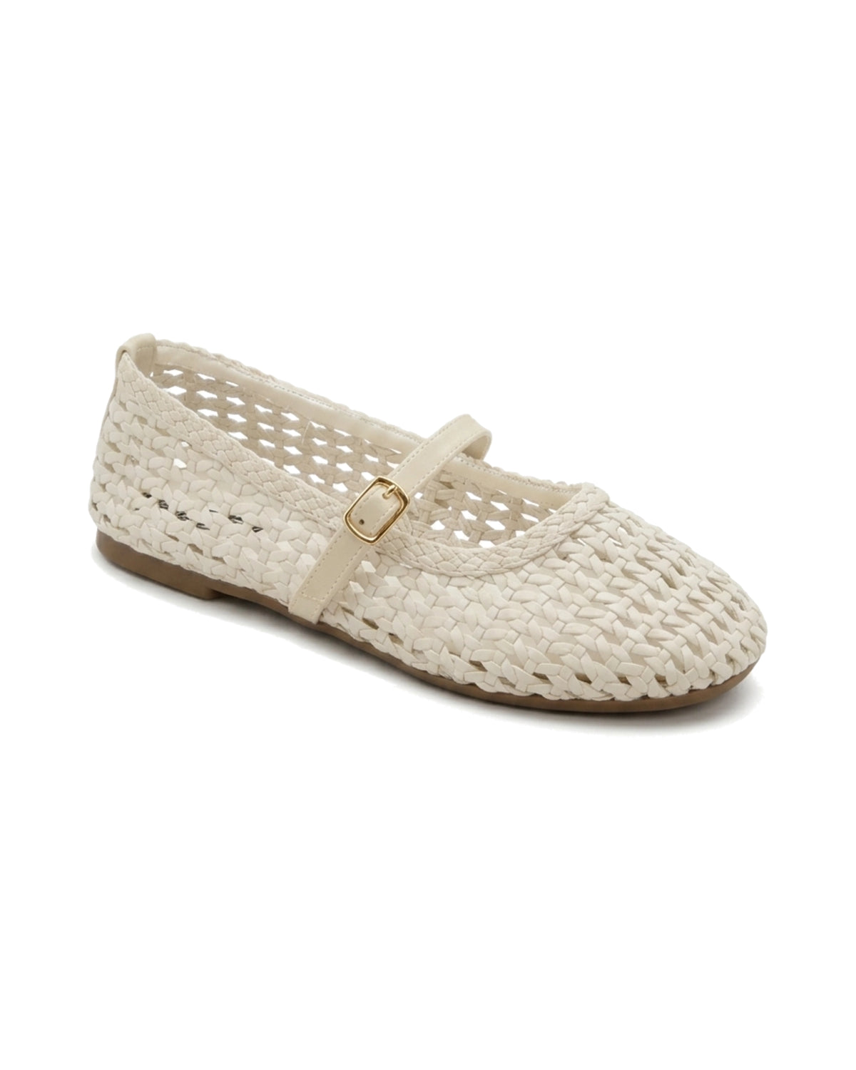 TKN Lattice — Cream — rounded closed toe — front three-quarter view.