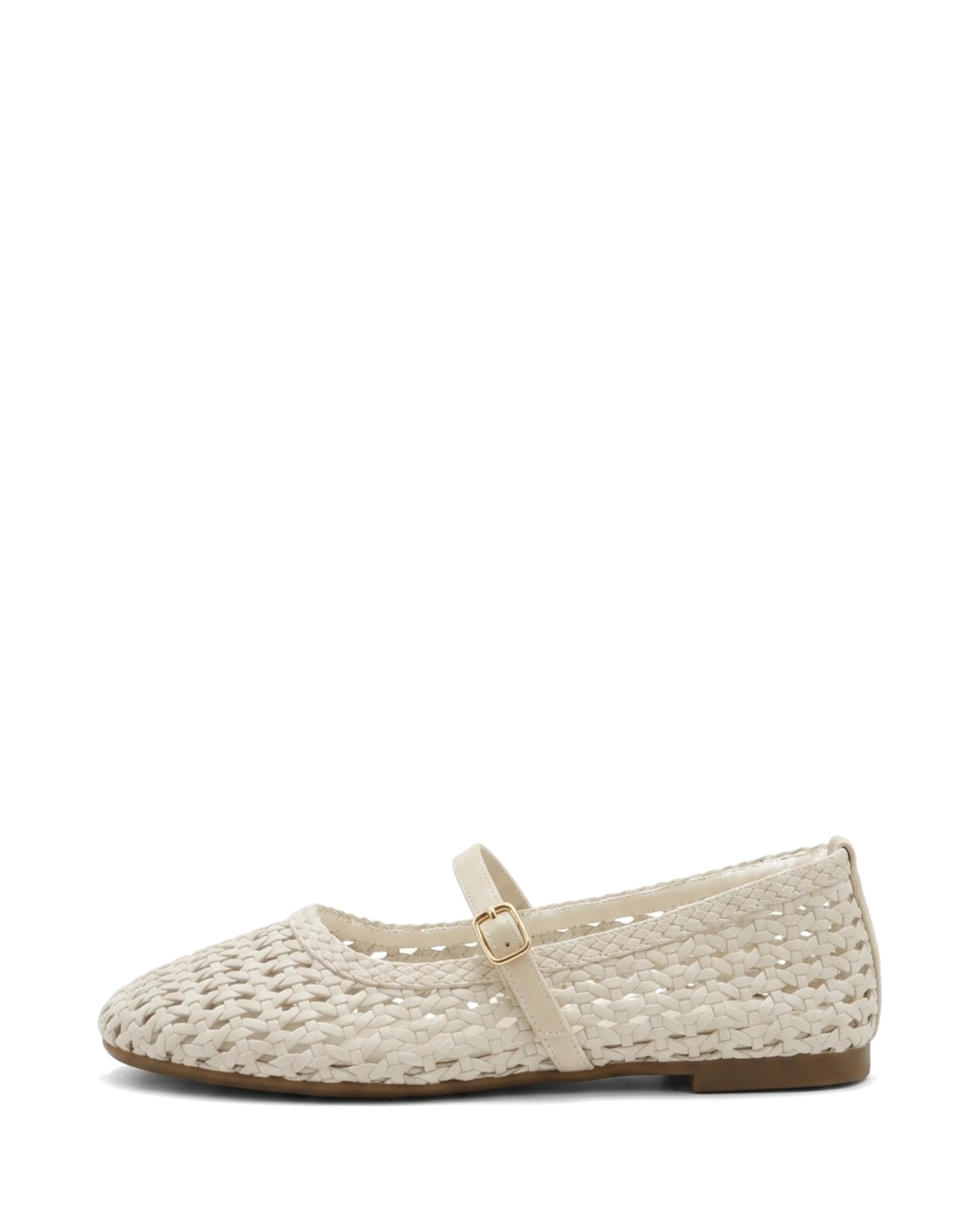 TKN Lattice — Cream — rounded closed toe — side profile.