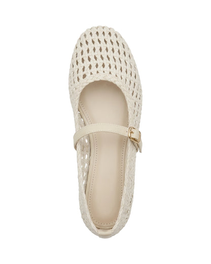 TKN Lattice — Cream — rounded closed toe — overhead view.