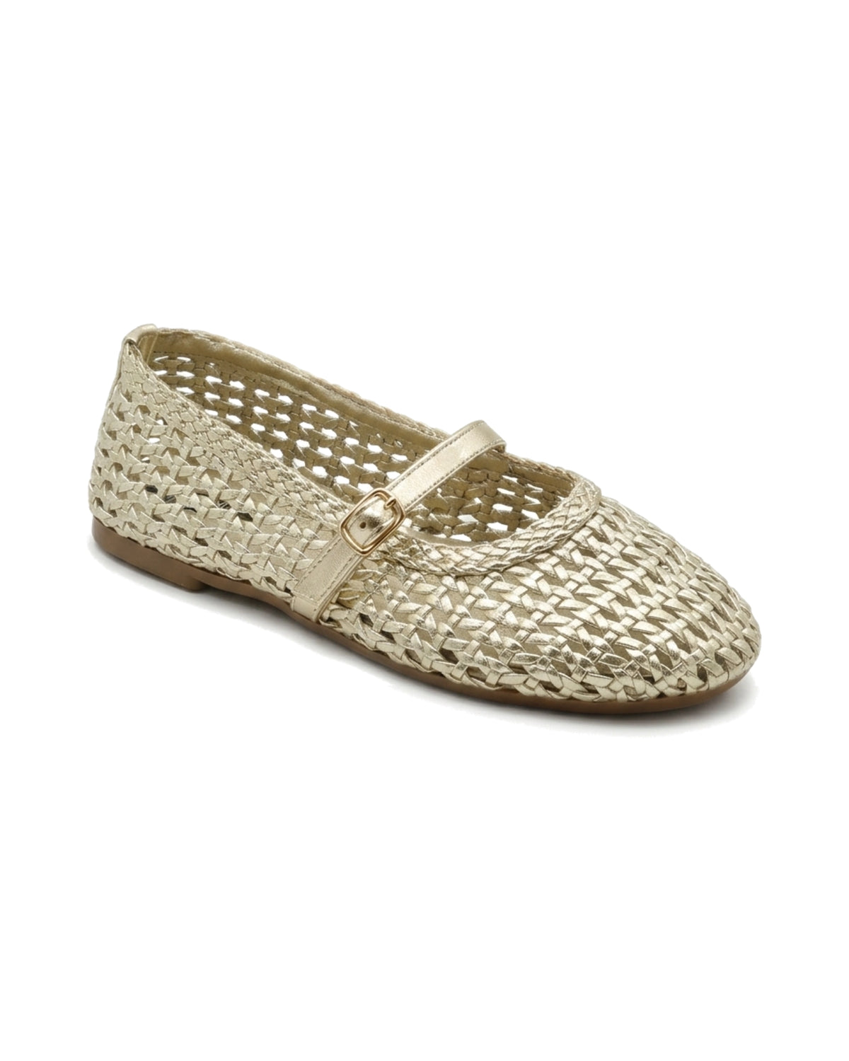 TKN Lattice — Gold — rounded closed toe — front three-quarter view.