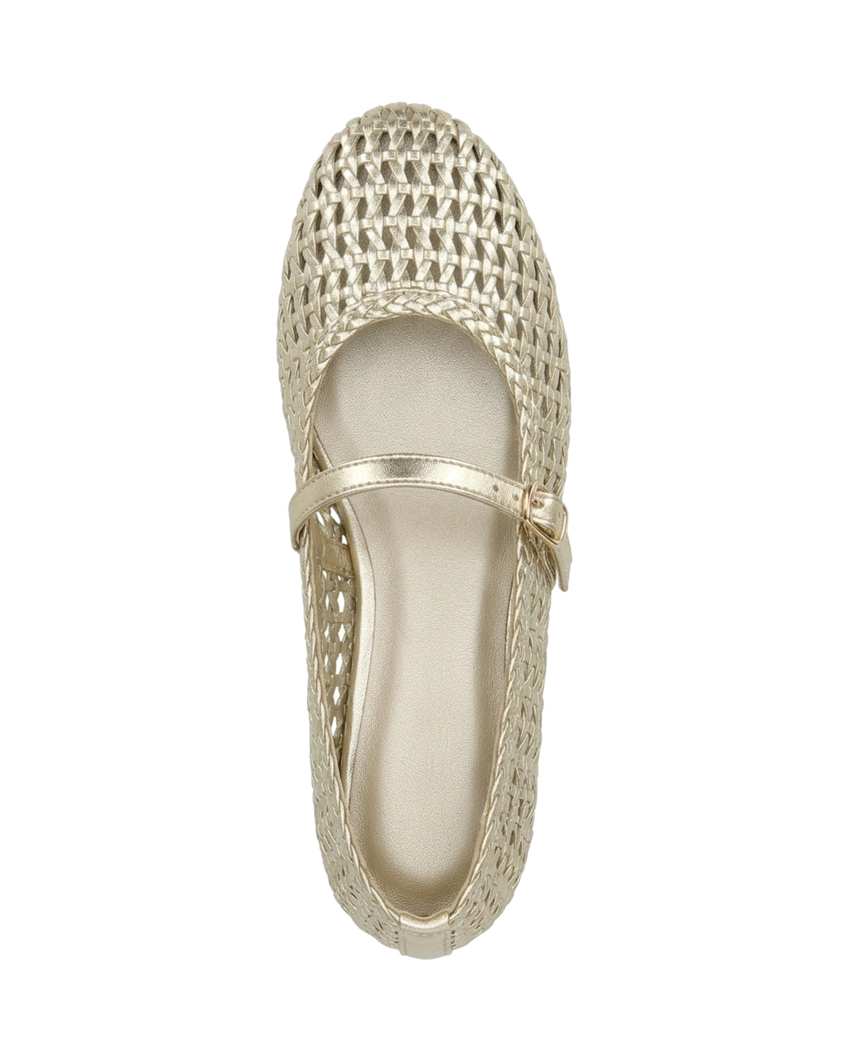 TKN Lattice — Gold — rounded closed toe — overhead view.