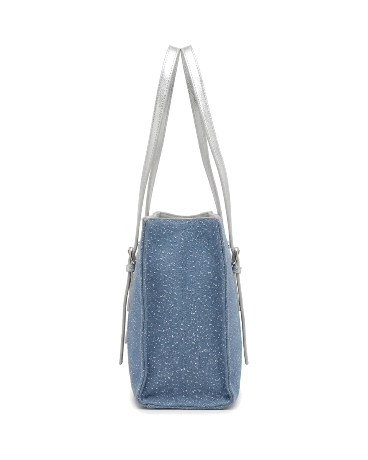 TKN Linear — Blue / White — rectangular upright tote — side profile.