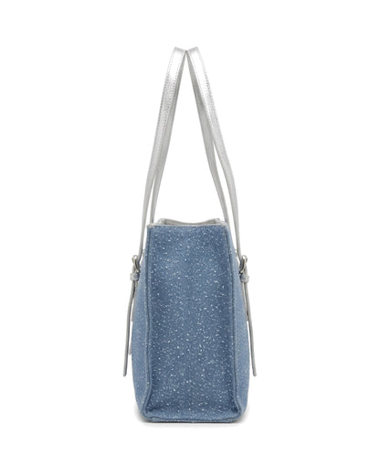 TKN Linear — Blue / White — rectangular upright tote — side profile.