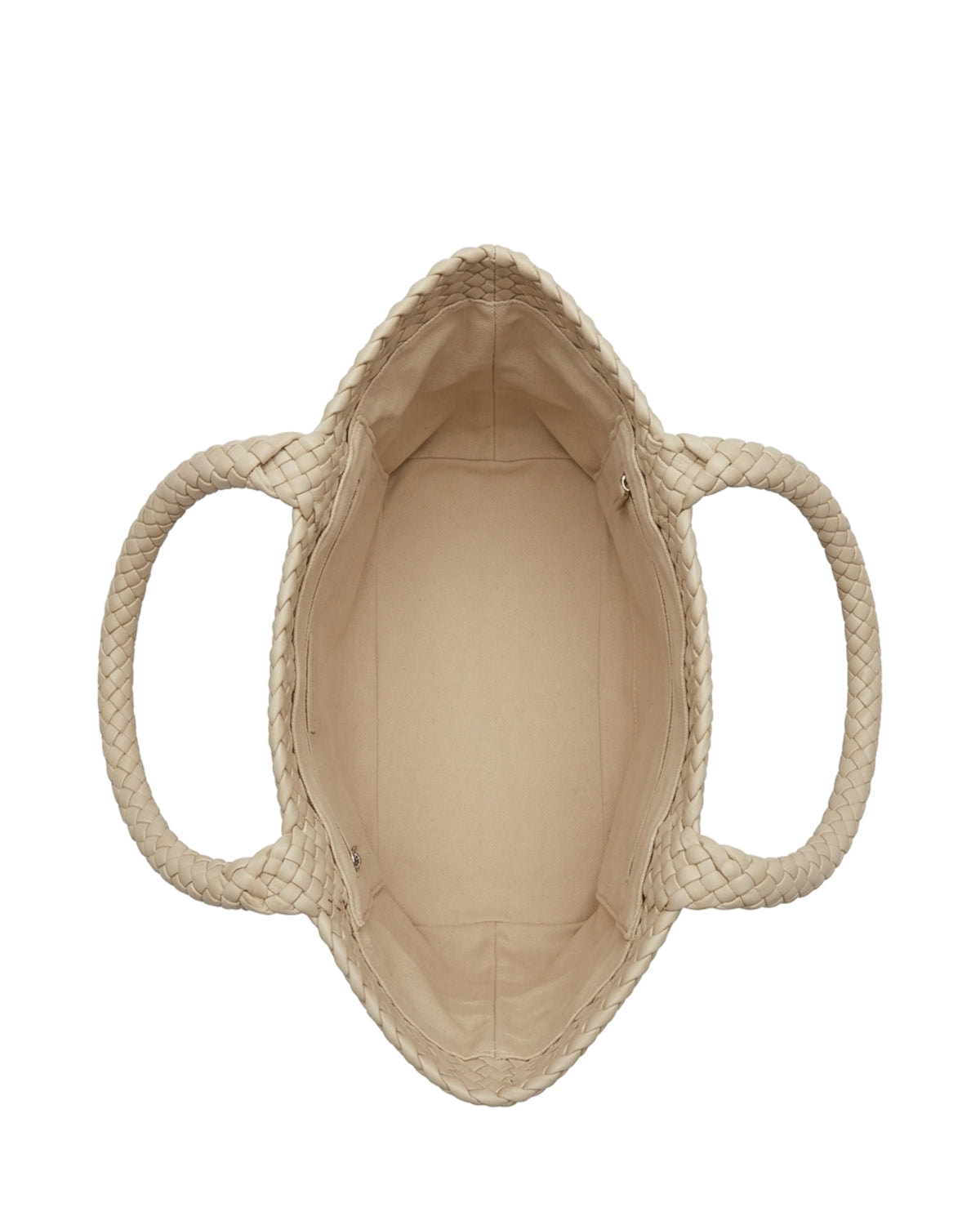 TKN Loom — Cream — rectangular tote silhouette — overhead view.
