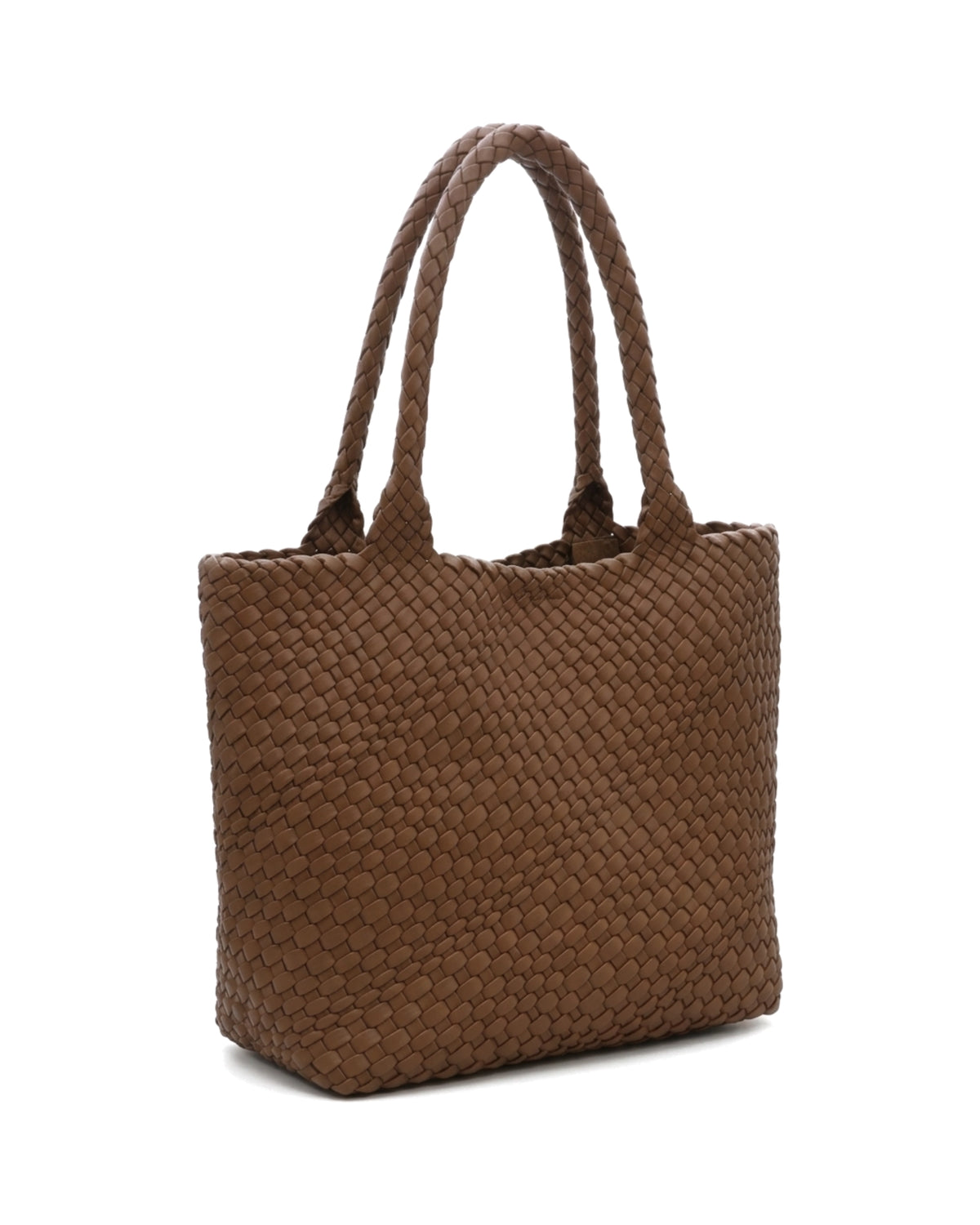 TKN Loom — Brown — rectangular tote silhouette — front three-quarter view.