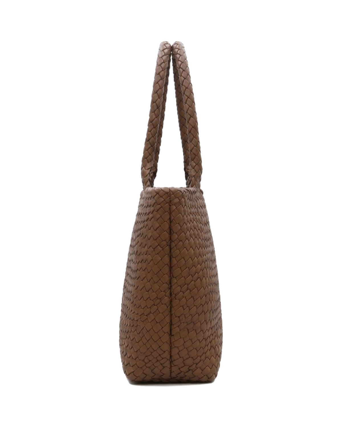 TKN Loom — Brown — rectangular tote silhouette — side profile.