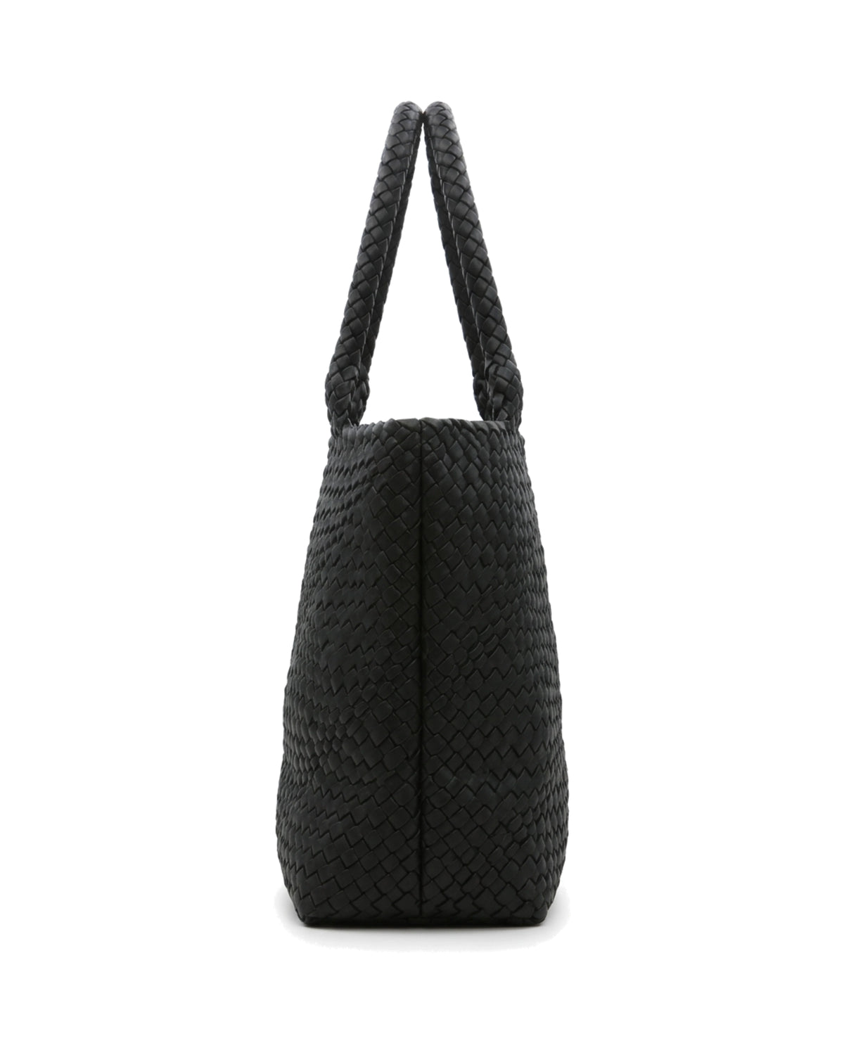 TKN Loom — Black — rectangular tote silhouette — side profile.