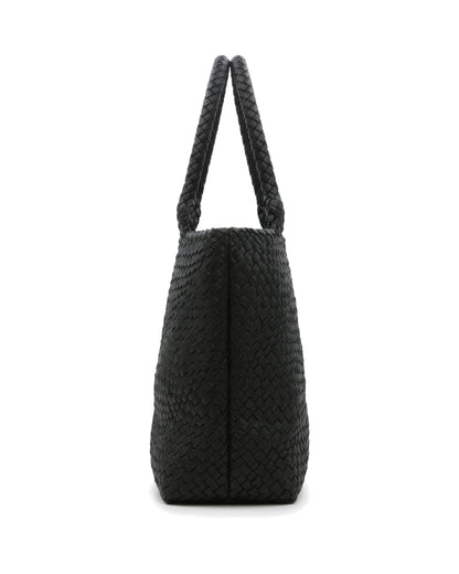 TKN Loom — Black — rectangular tote silhouette — side profile.