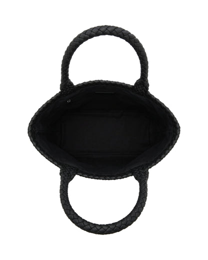 TKN Loom — Black — rectangular tote silhouette — overhead view.
