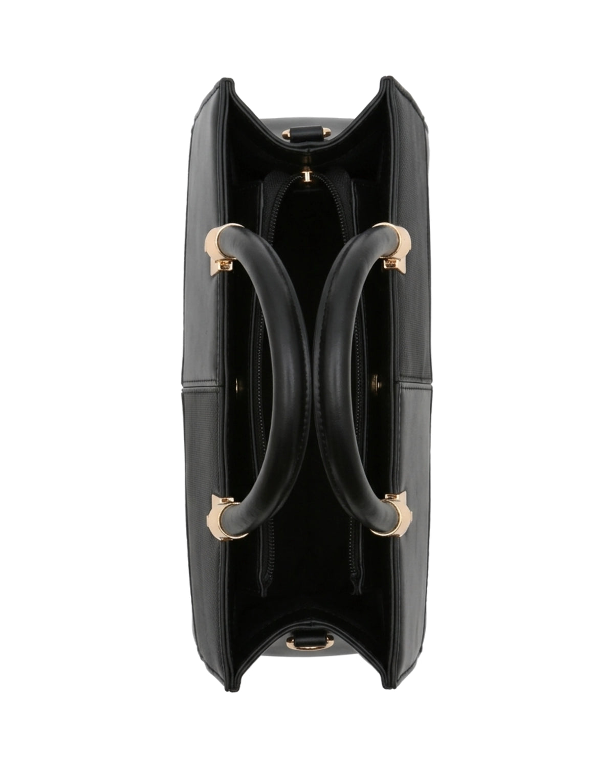 TKN Mosaic — Black — square-looking structured silhouette — overhead view.