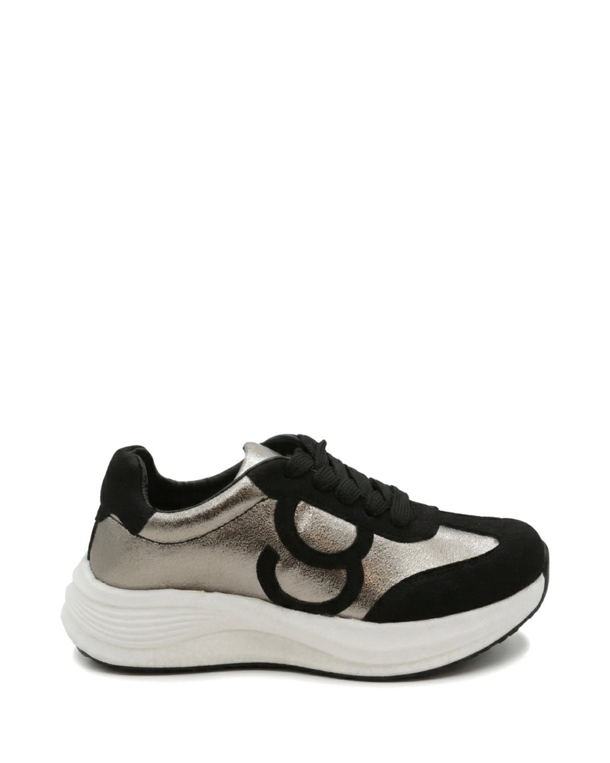 TKN Orbit — Black / White — layered lace-up upper — side profile.