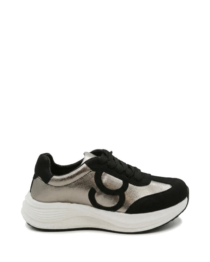 TKN Orbit — Black / White — layered lace-up upper — side profile.