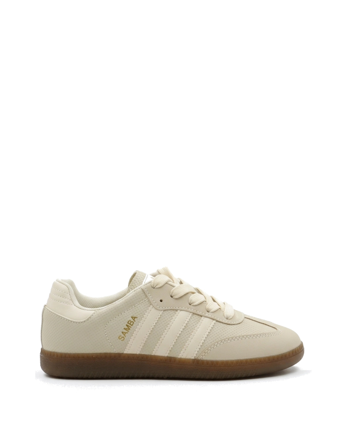 TKN Pace — Cream / Gold — low-profile lace-up design — side profile.