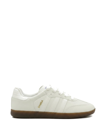 TKN Pace — White — low-profile lace-up design — side profile.
