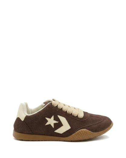 TKN Rally — Brown — low-top lace-up silhouette — side profile.