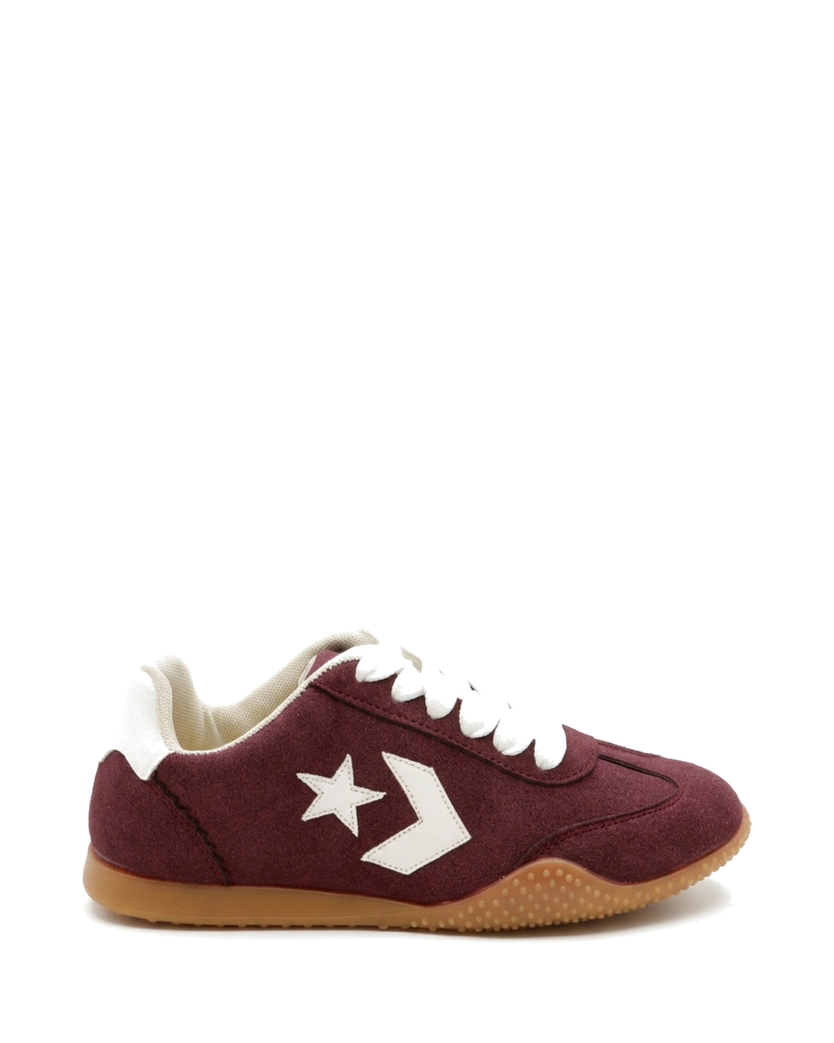 TKN Rally — Burgundy — low-top lace-up silhouette — side profile.
