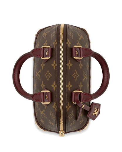 Rosalie Studded Dome Bag — Brown Pattern / Burgundy — Top view