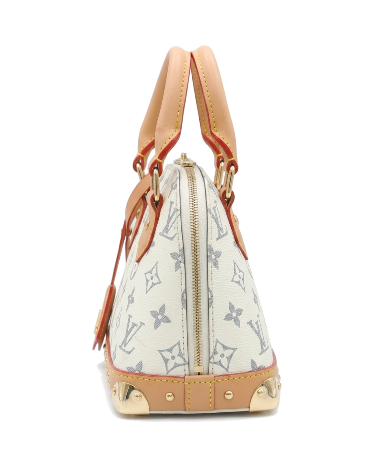 Rosalie Studded Dome Bag — Cream Pattern / Tan — Side profile