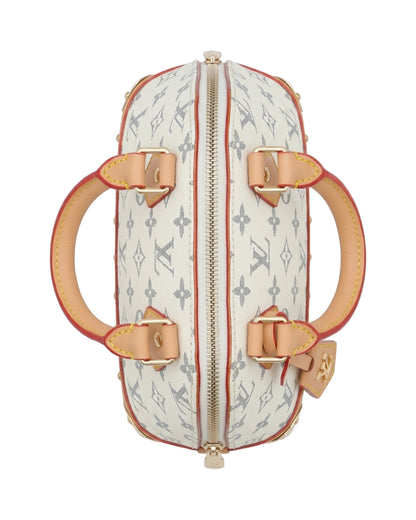 Rosalie Studded Dome Bag — Cream Pattern / Tan — Top view