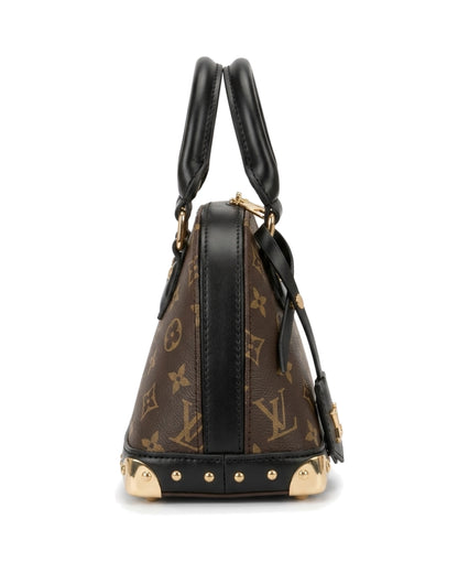 Rosalie Studded Dome Bag — Brown Pattern / Black — Side profile