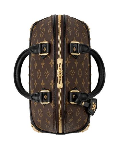 Rosalie Studded Dome Bag — Brown Pattern / Black — Top view