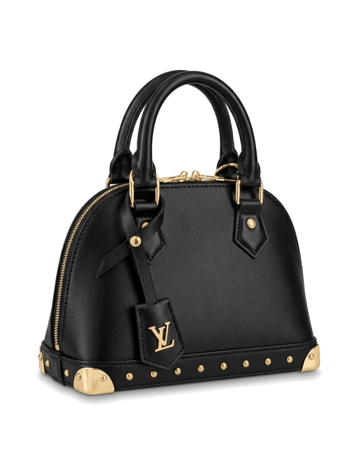 Rosalie Studded Dome Bag — Black — Front three-quarter
