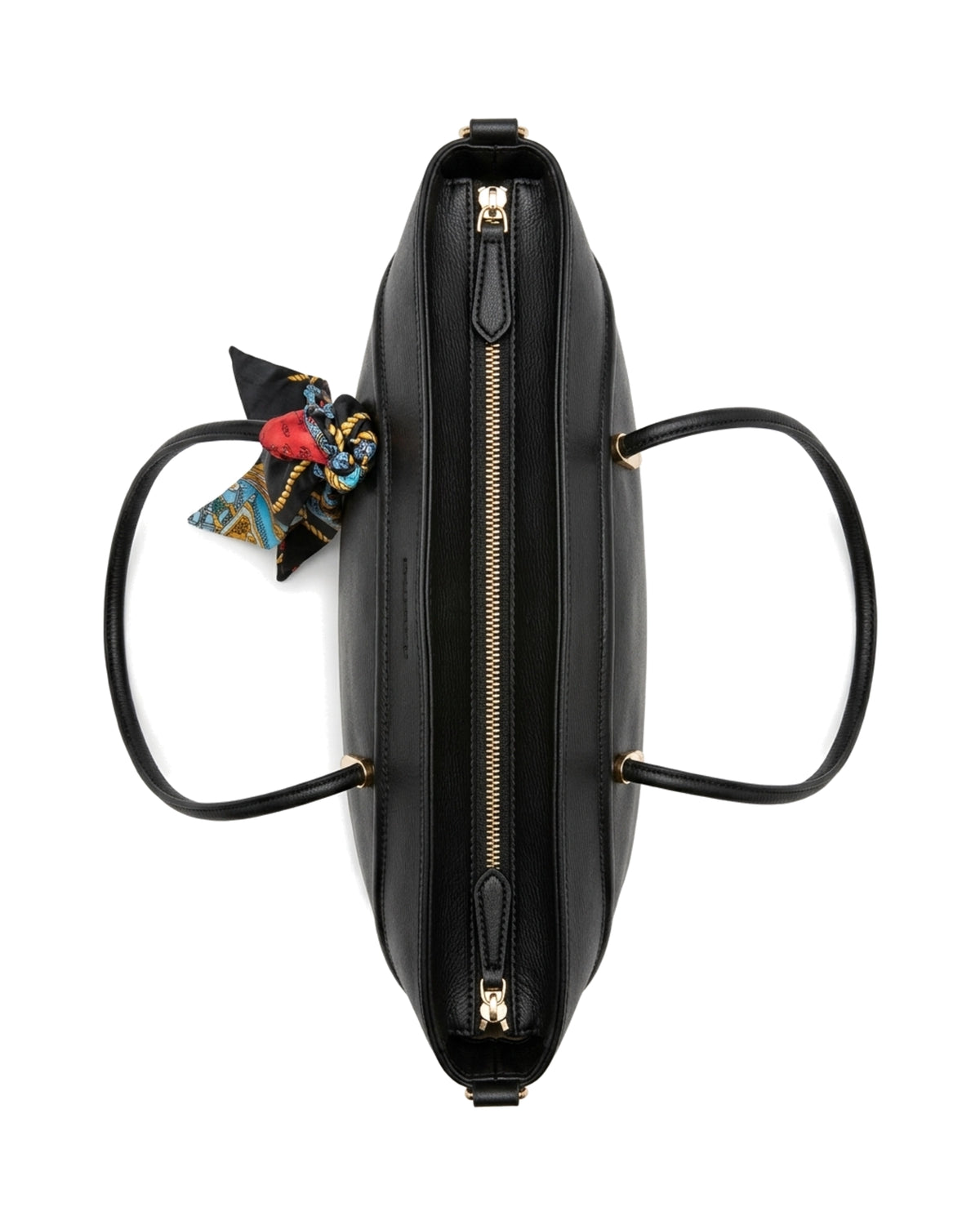 Sorelle Scarf-Accent Tote Bag — Black — Top view