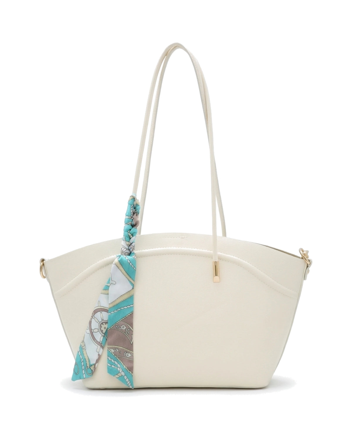 Sorelle Scarf-Accent Tote Bag — Cream — Side profile