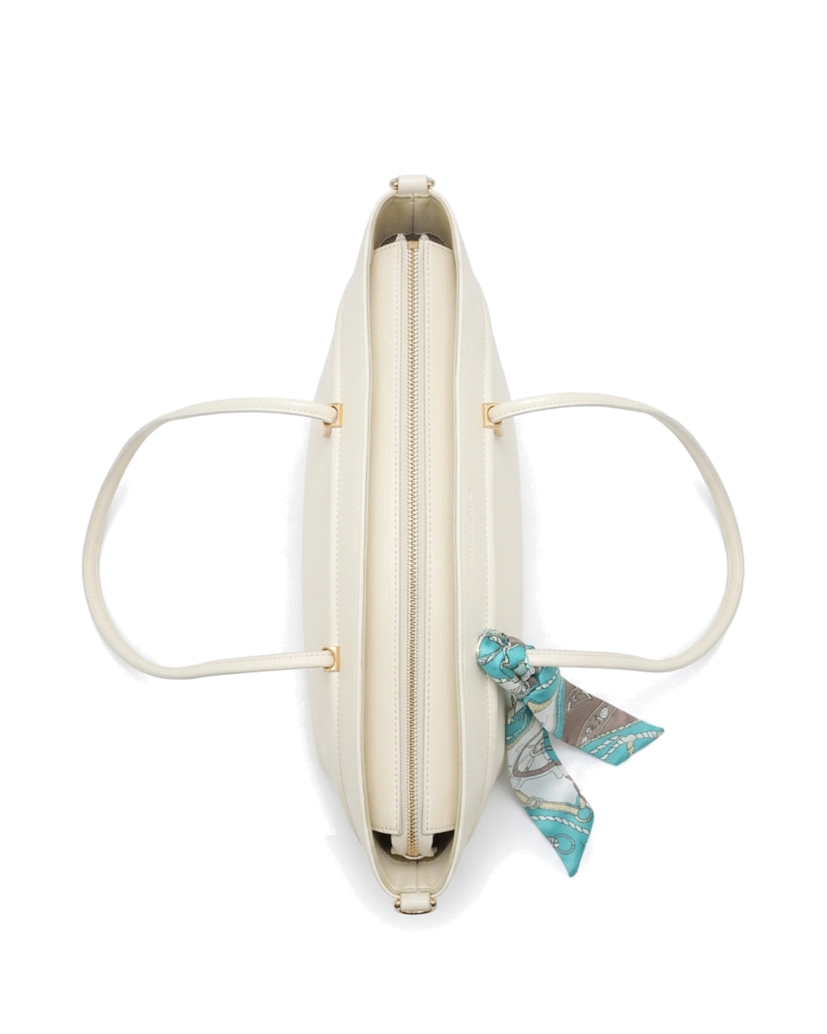 Sorelle Scarf-Accent Tote Bag — Cream — Top view
