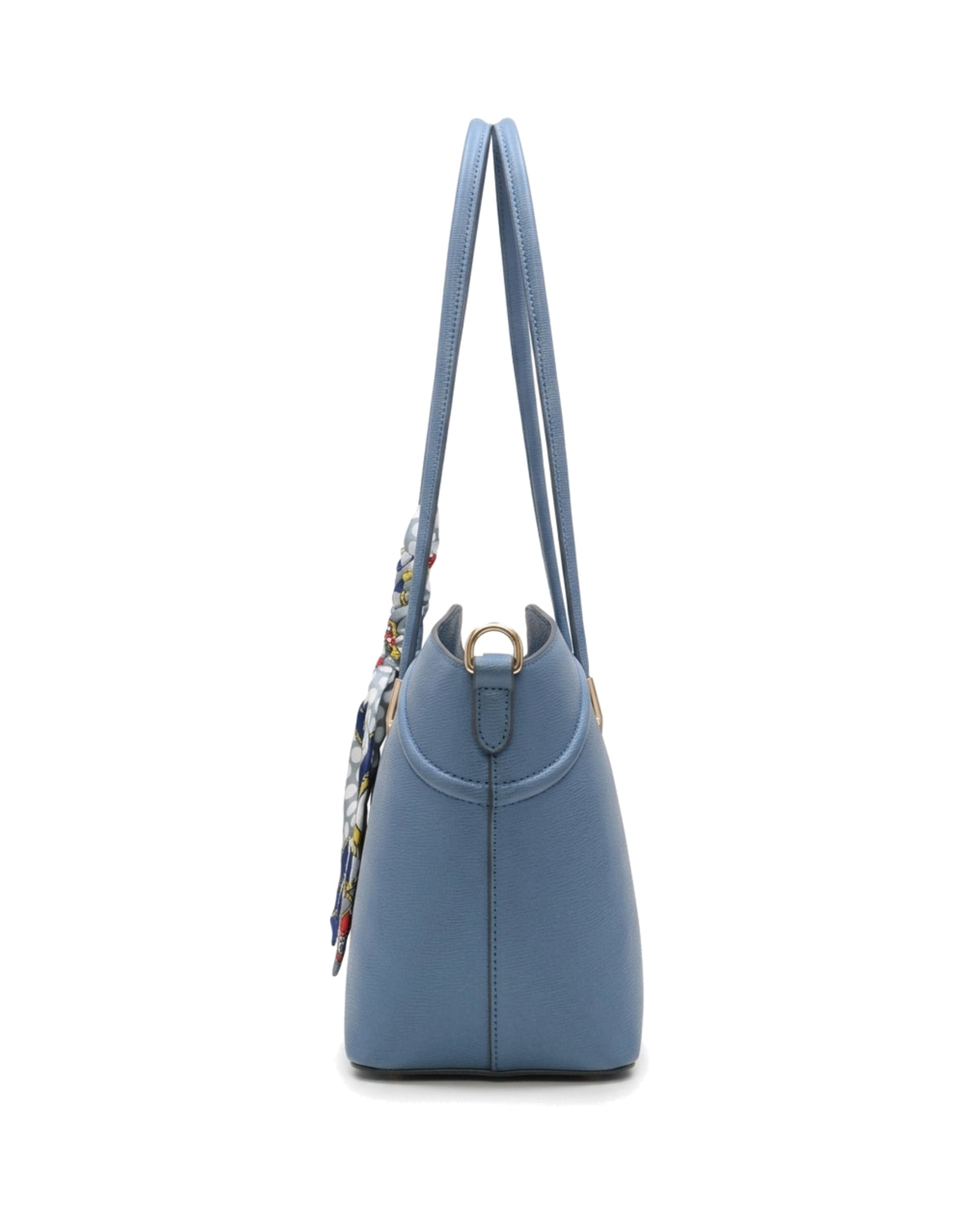 Sorelle Scarf-Accent Tote Bag — Blue — Side profile