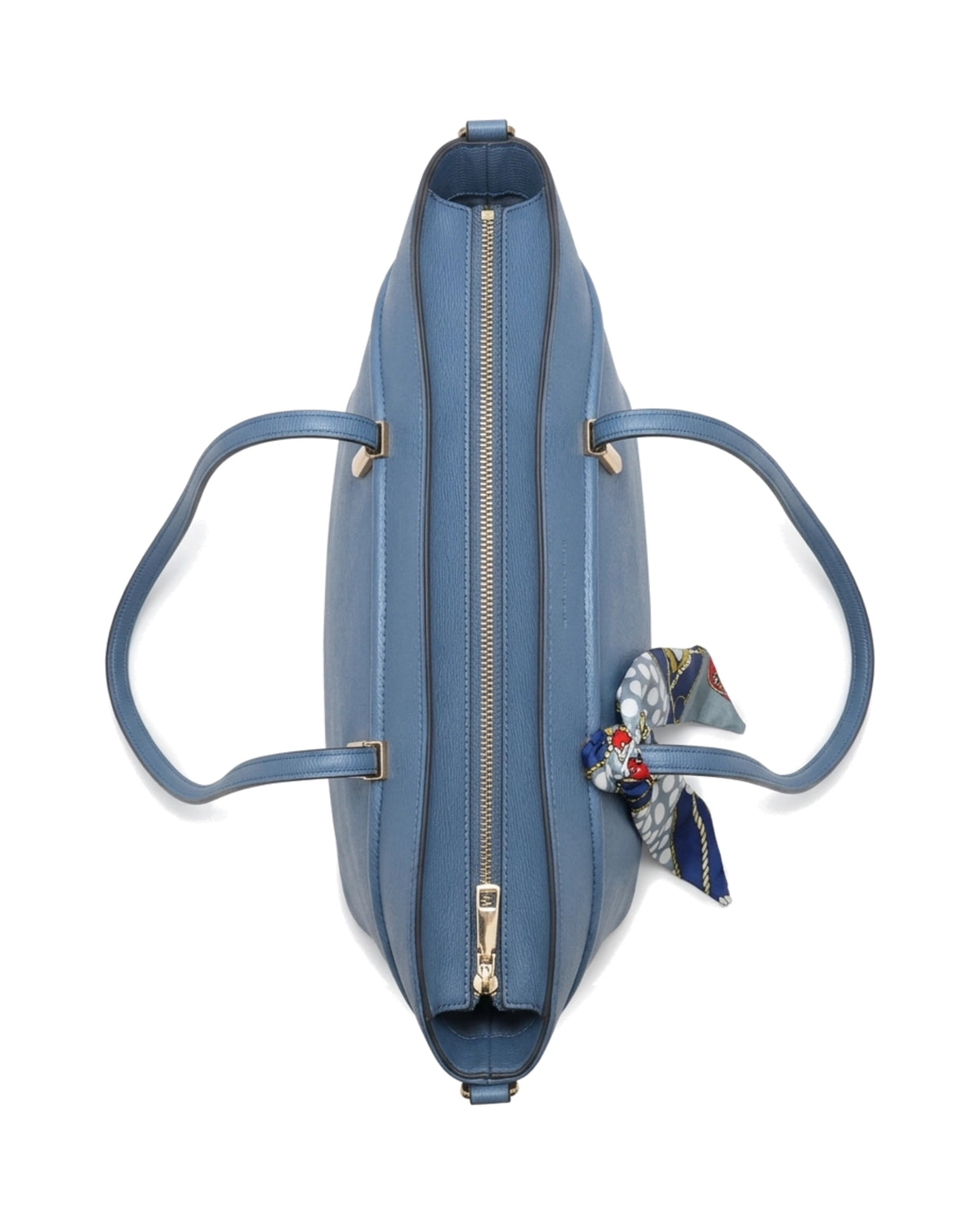 Sorelle Scarf-Accent Tote Bag — Blue — Top view
