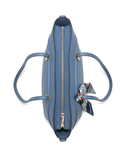 Sorelle Scarf-Accent Tote Bag — Blue — Top view