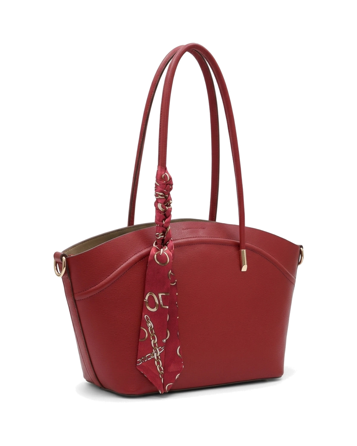 Sorelle Scarf-Accent Tote Bag — Red — Front three-quarter