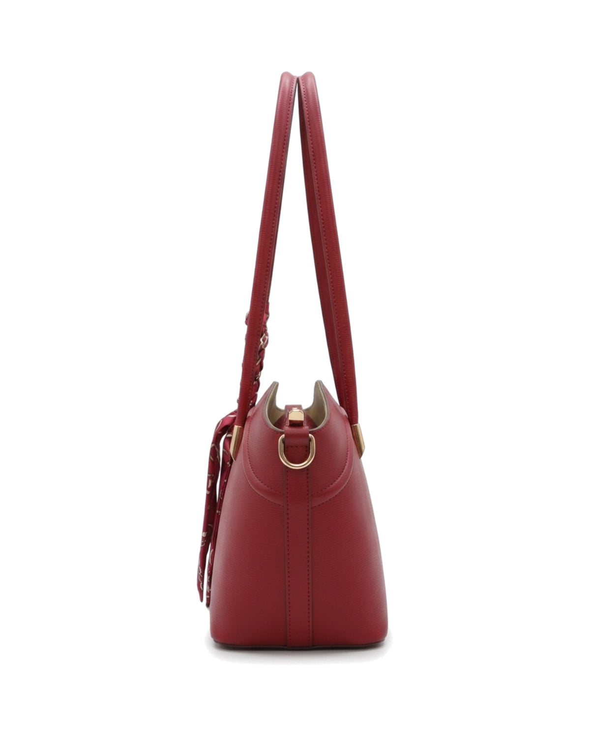 Sorelle Scarf-Accent Tote Bag — Red — Side profile