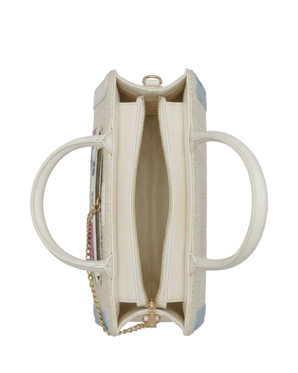 Sylvie — Cream / Blue — overhead view.