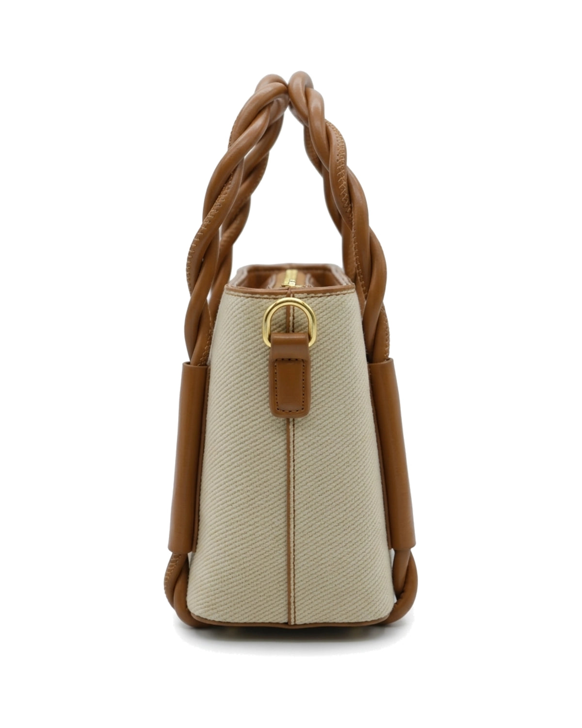 TKN Twist — Cream / Tan — upright tote silhouette — side profile