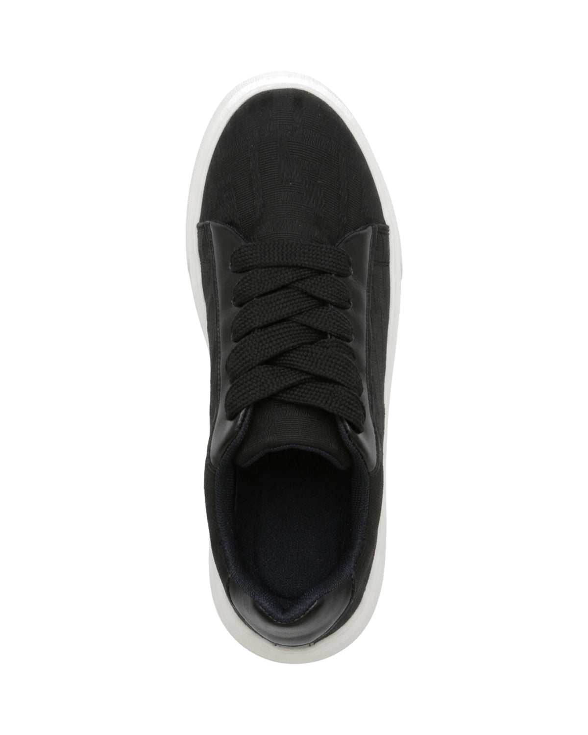 TKN Waypoint — Black — low-top lace-up shape — overhead view.