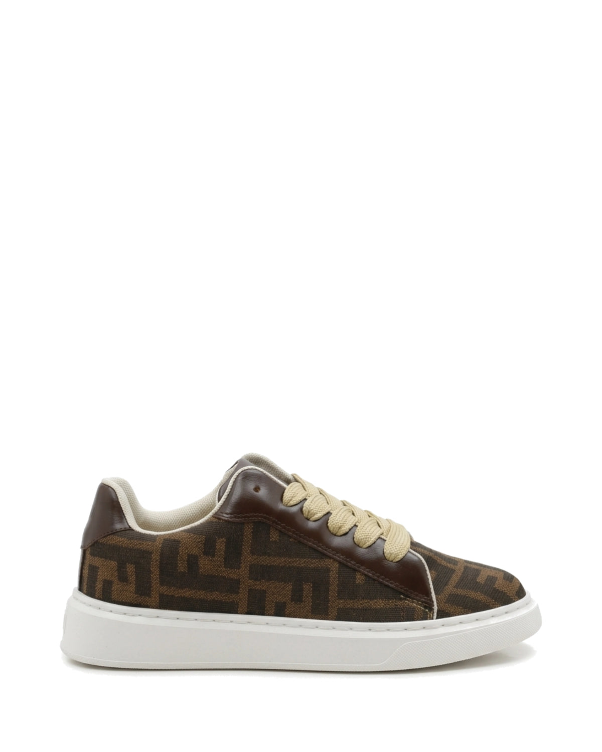 TKN Waypoint — Brown Pattern — low-top lace-up shape — side profile.