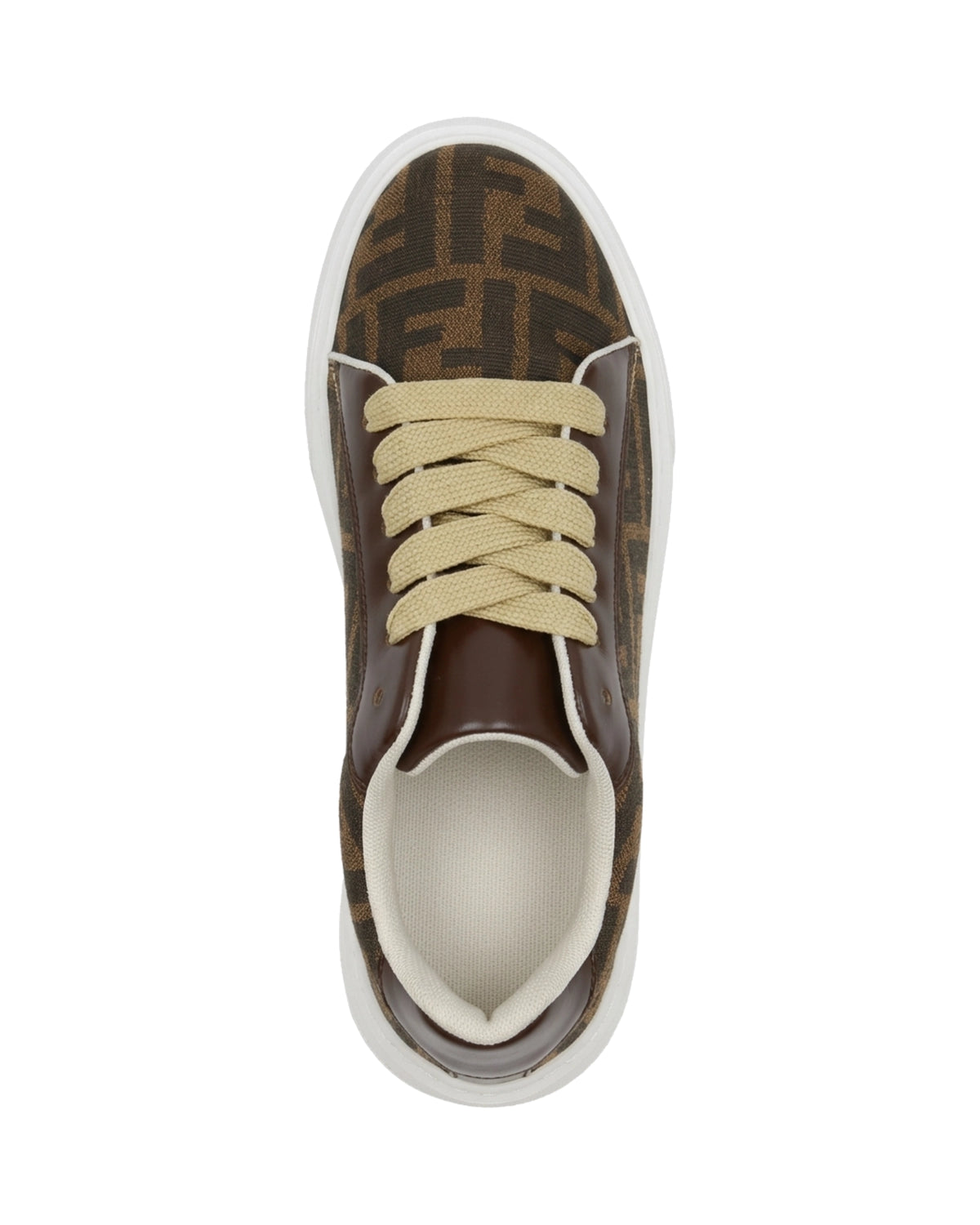 TKN Waypoint — Brown Pattern — low-top lace-up shape — overhead view.