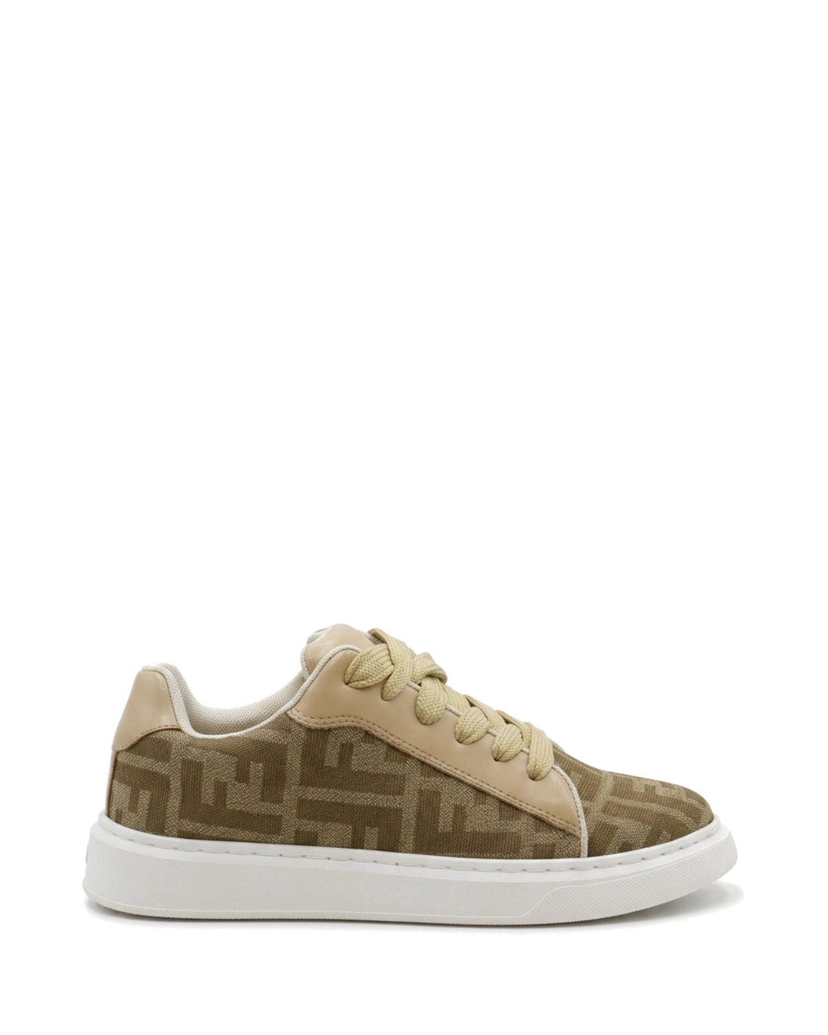 TKN Waypoint — Beige Pattern — low-top lace-up shape — side profile.