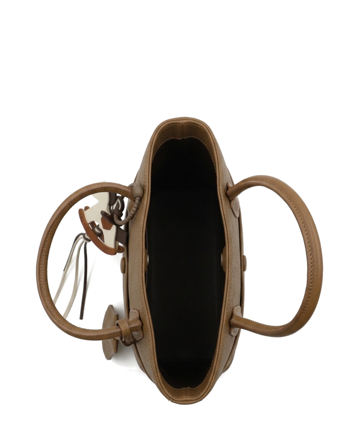 TKN Whim — Brown — gently tapered tote shape — overhead view