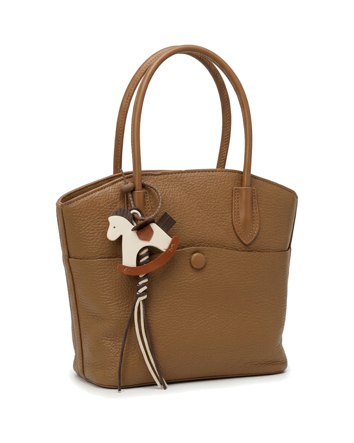 TKN Whim — Brown — gently tapered tote shape — front three-quarter view